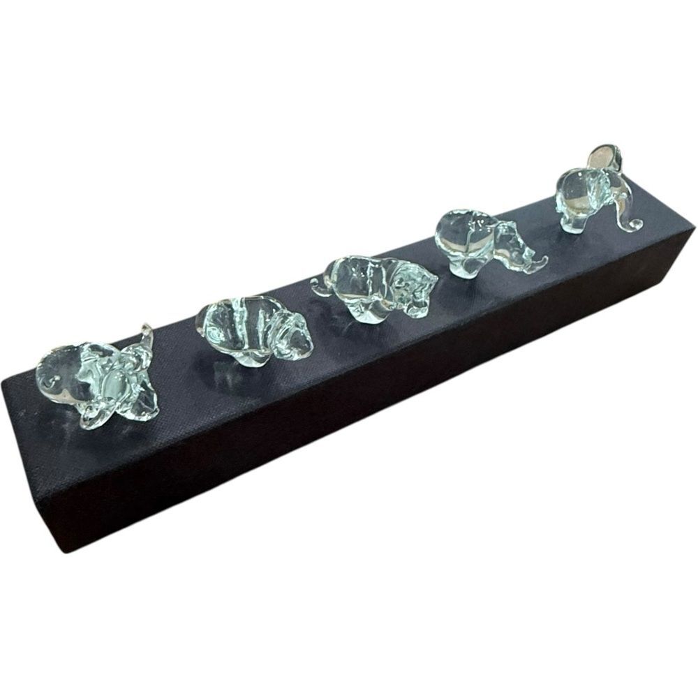 Ngwenya Glass Handcrafted Recycled Glass Miniature Animal Gift Set of 5. NEW.